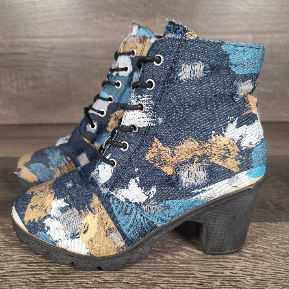 Women's Chunky High Heels Ankle Boots Party Shoes Zip Up Size 42